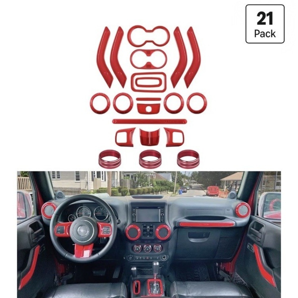 Sunluway 21 PCS *Blue* Interior Decoration Trim Kit Jeep Wrangler JK 2011-2018